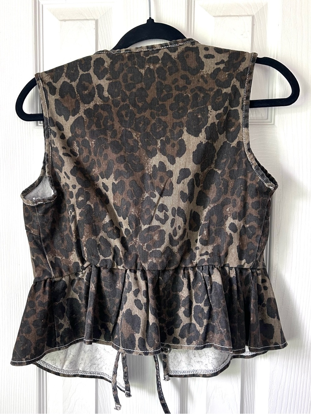 SHEIN Leopard Print Tie Front Peplum Vest Size Small - Picture 3 of 5